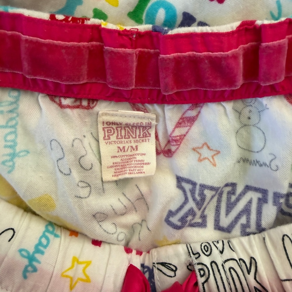 VICTORIA’S SECRET PINK Holiday Winter PJ’s / LOUNGE pants size medium CHEER - Picture 7 of 11
